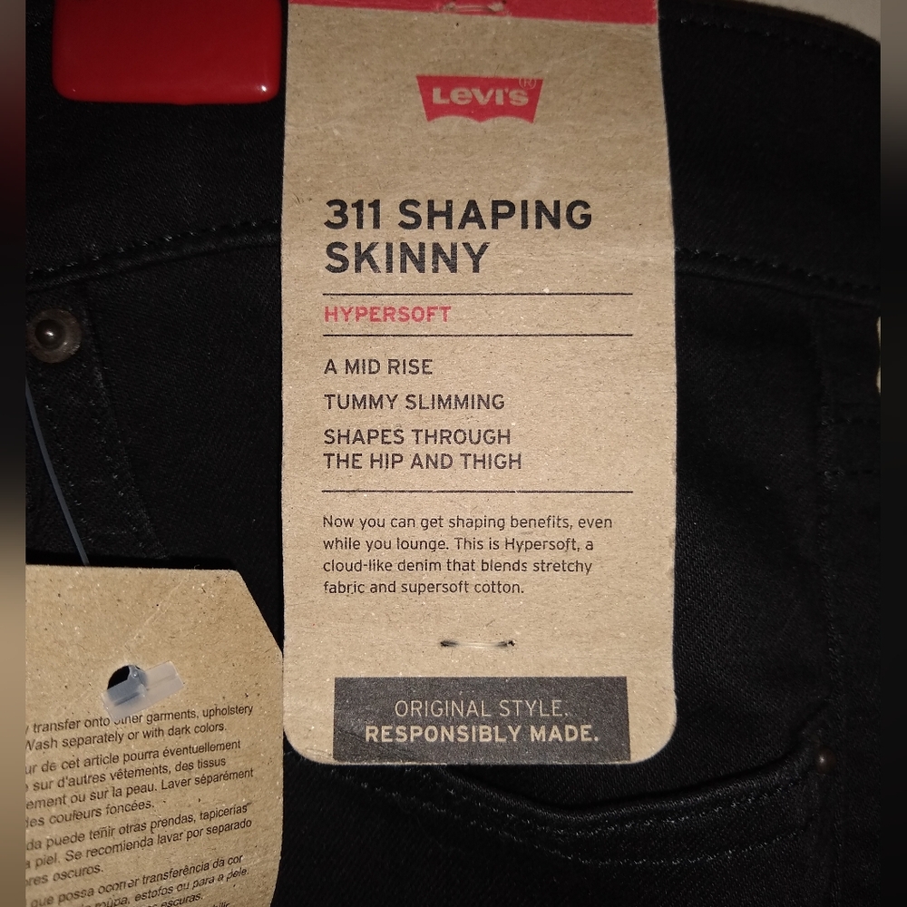 NWT Levis 311 Tummy Shaping Skinny Jeans Pants Women 10 Short W 30 L 28 Black